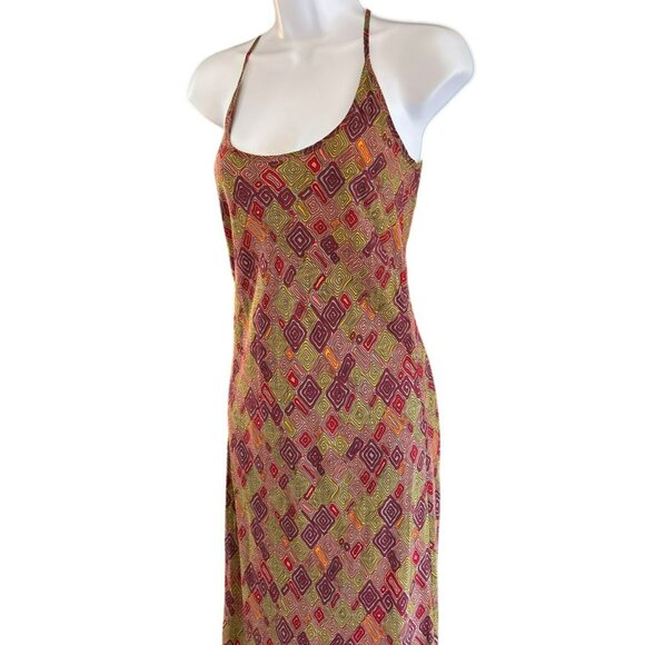 Karen Zambos Vintage Couture Psychedelic Geometric Silk Maxi Slip Dress Size 4 - Picture 3 of 7
